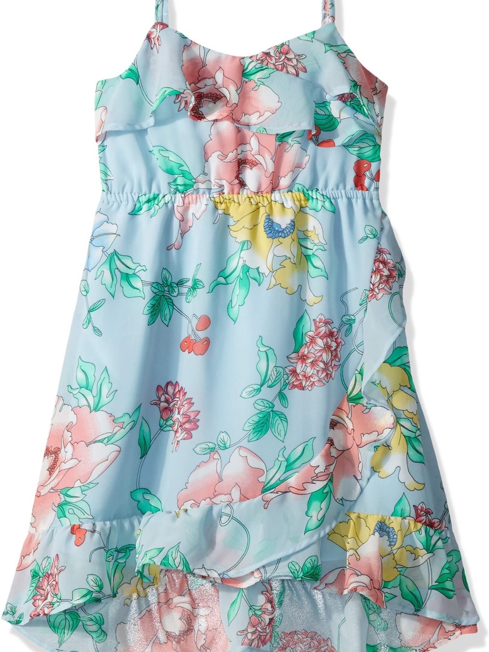 The Children's Place Light Blue Printed Floral High-Low Dress Size 8